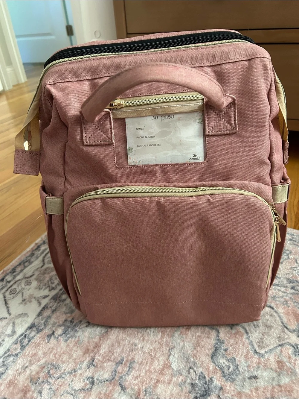 Expandable Diaper Backpack- Pink/Gold